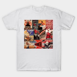 Soviet Socialist Propaganda Poster Collage T-Shirt